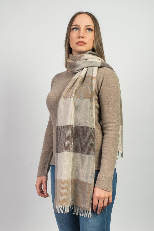 Sciarpa a quadri misto cashmere