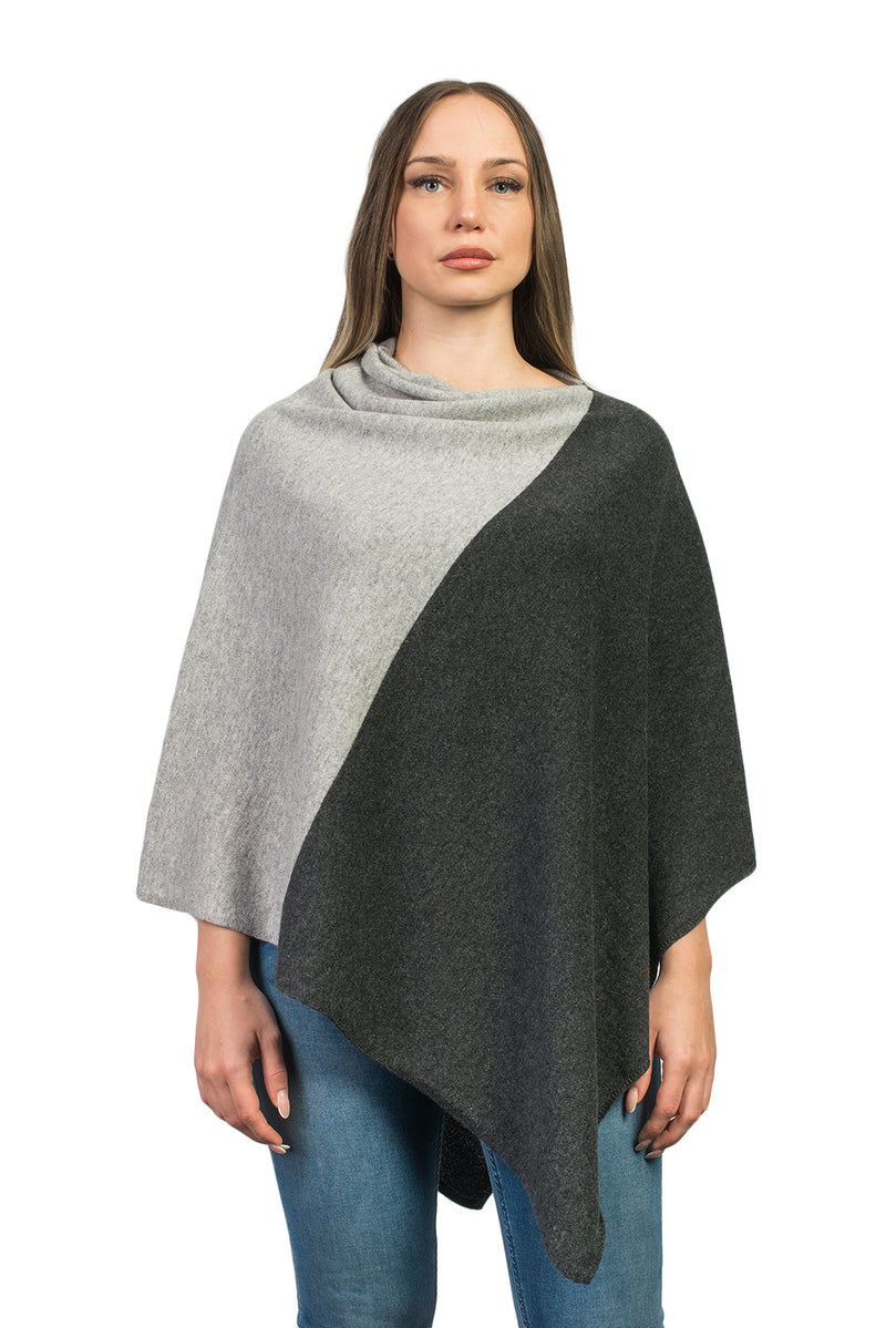 Poncho bicolore 100% Cashmere