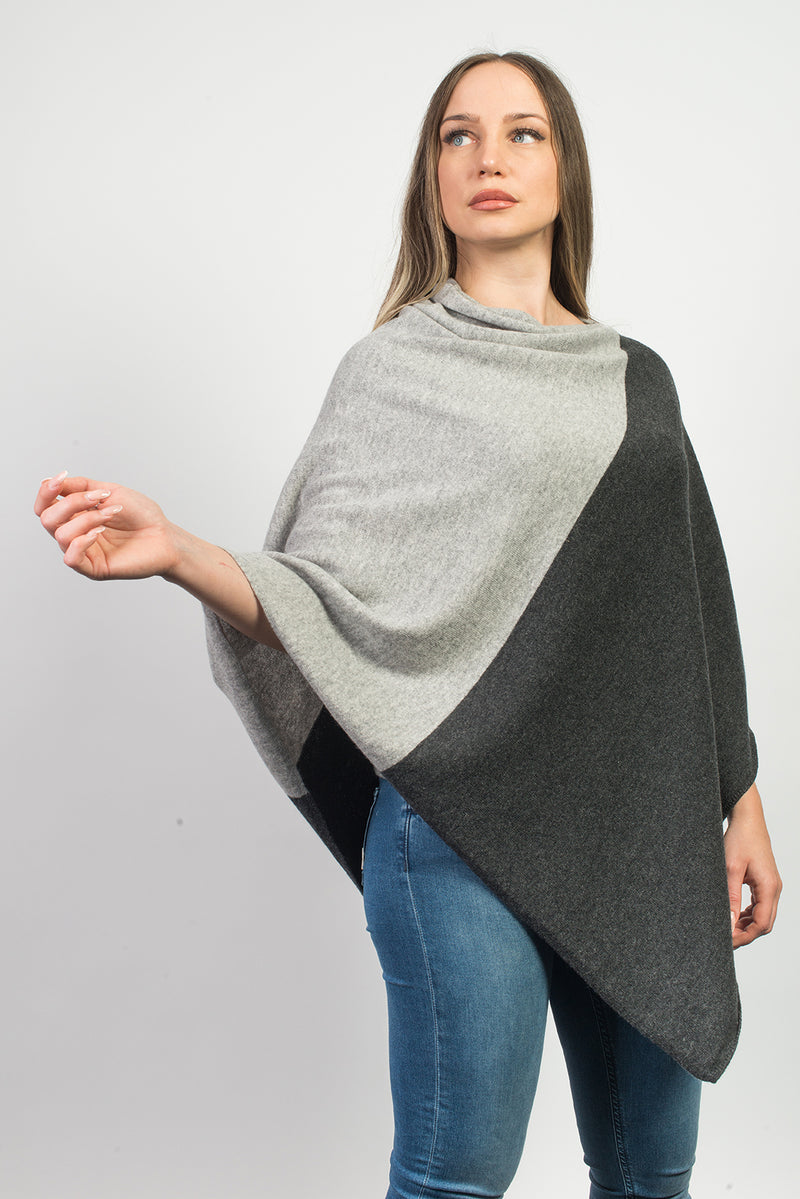 Poncho bicolore 100% Cashmere