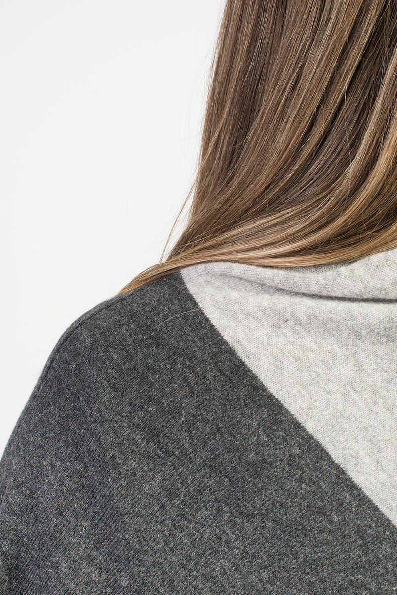 Poncho bicolore 100% Cashmere