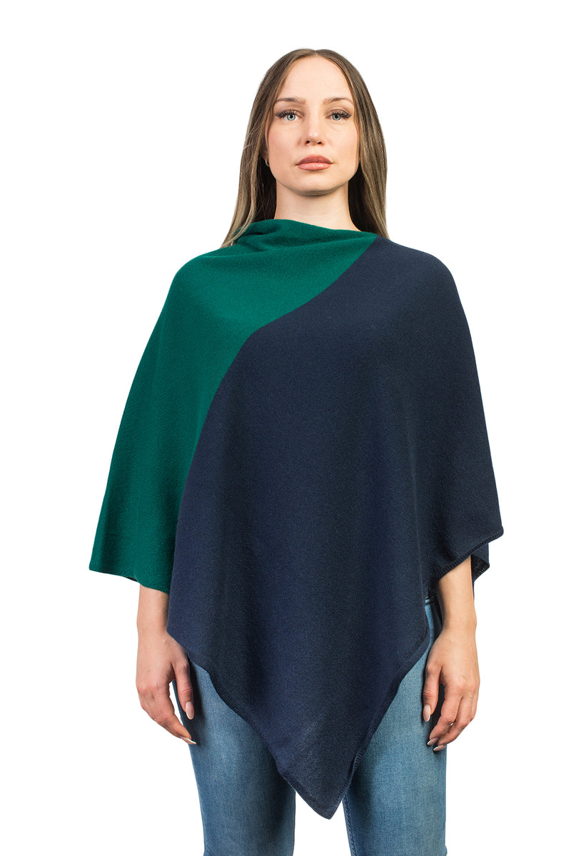 Poncho bicolore 100% Cashmere