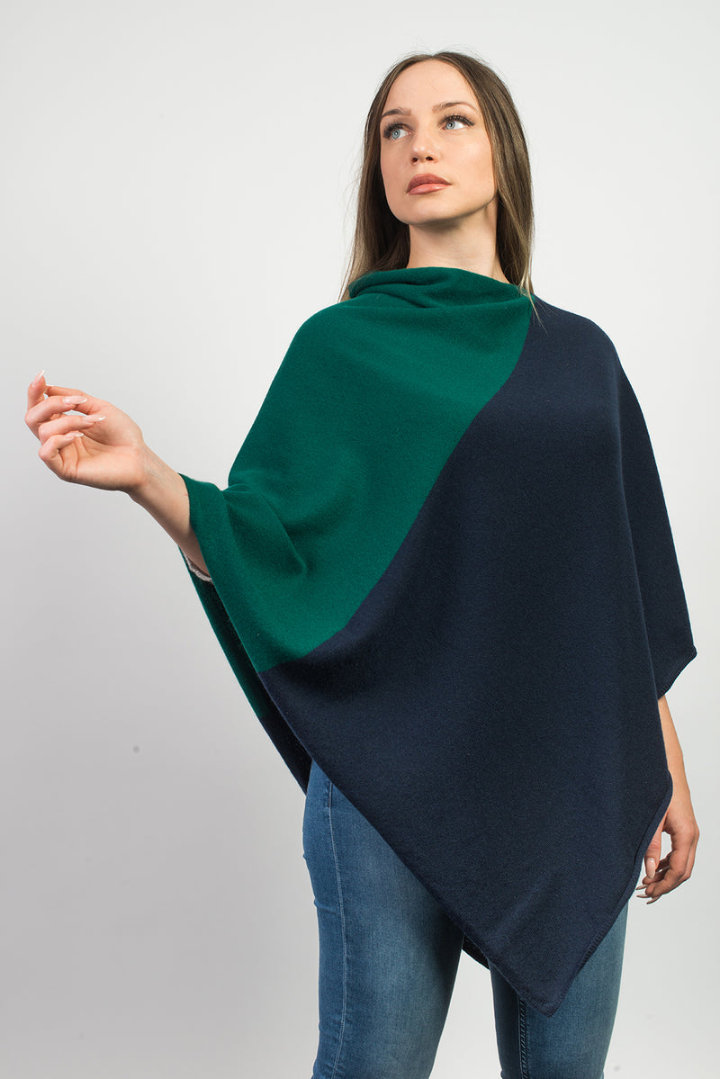 Poncho bicolore 100% Cashmere