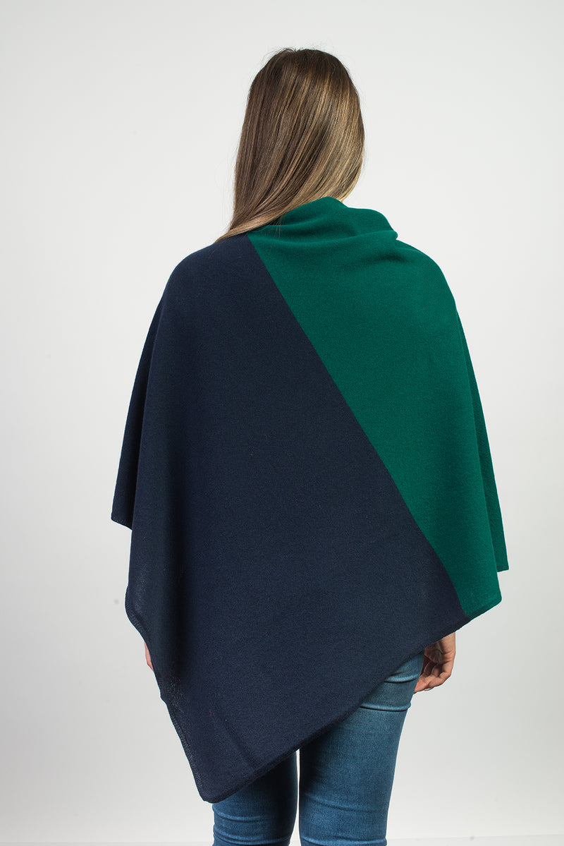 Poncho bicolore 100% Cashmere