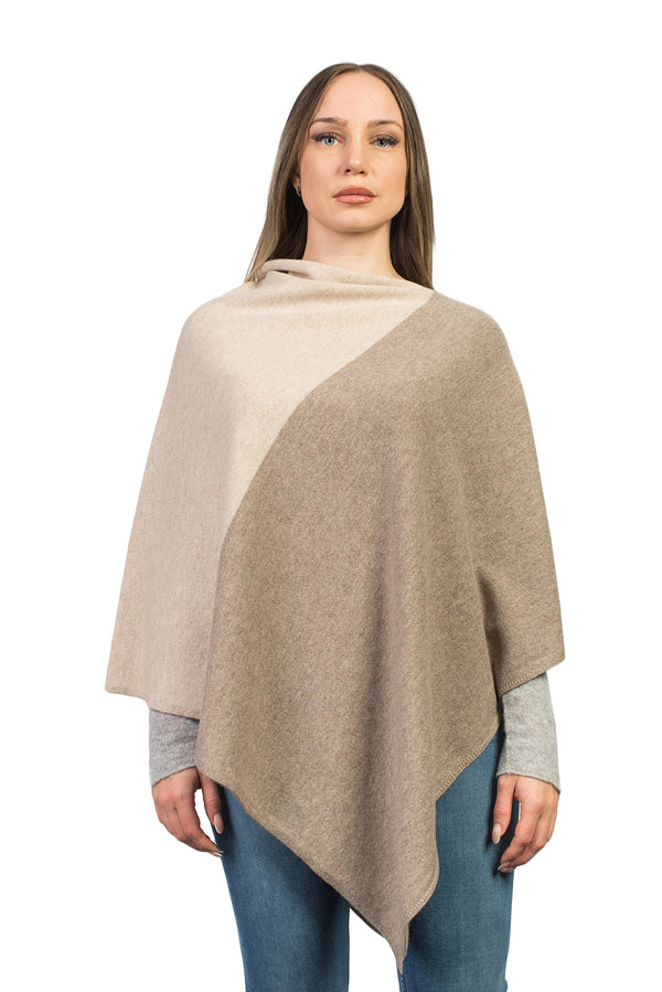 Poncho bicolore 100% Cashmere