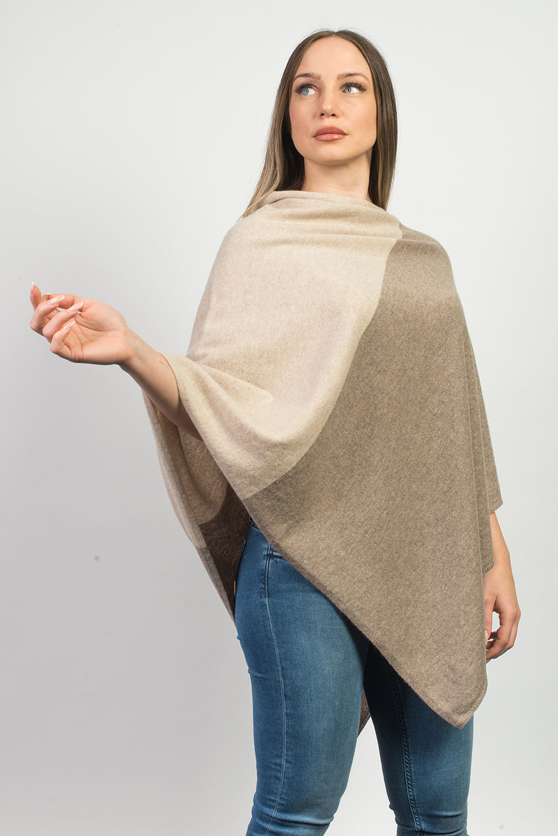 Poncho bicolore 100% Cashmere