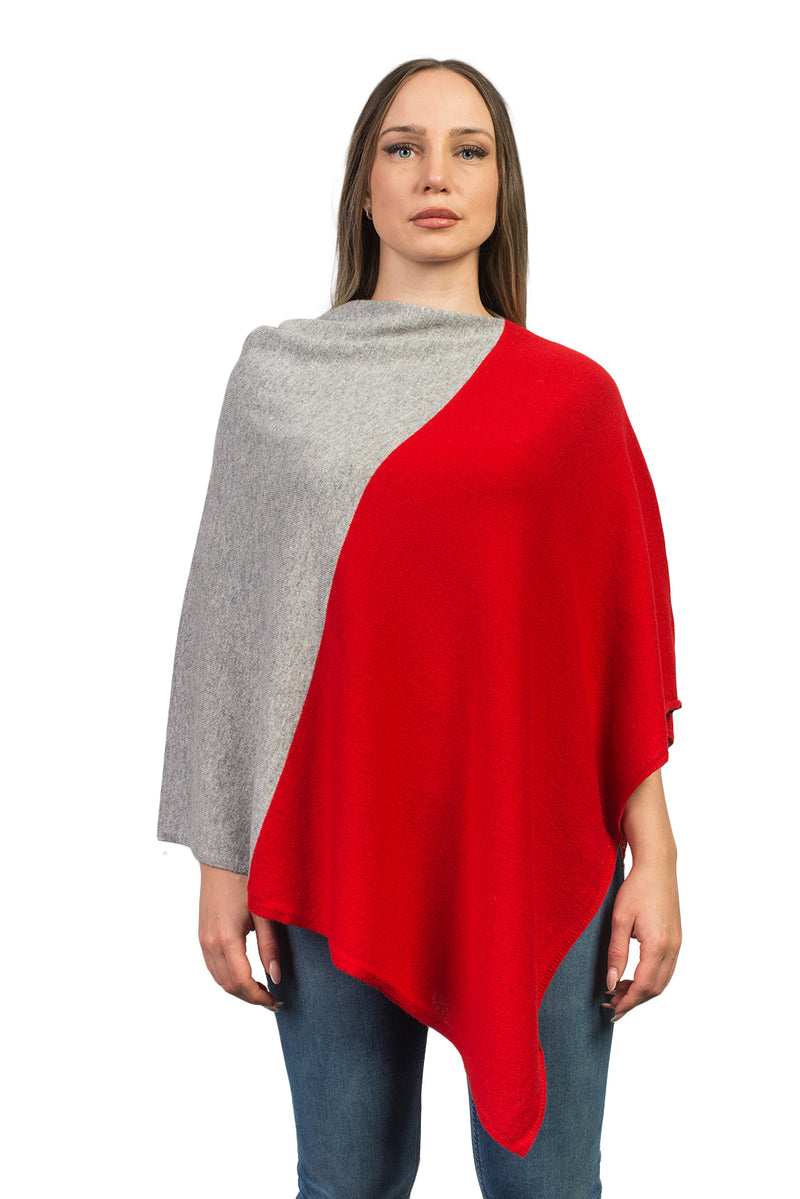 Poncho bicolore 100% Cashmere