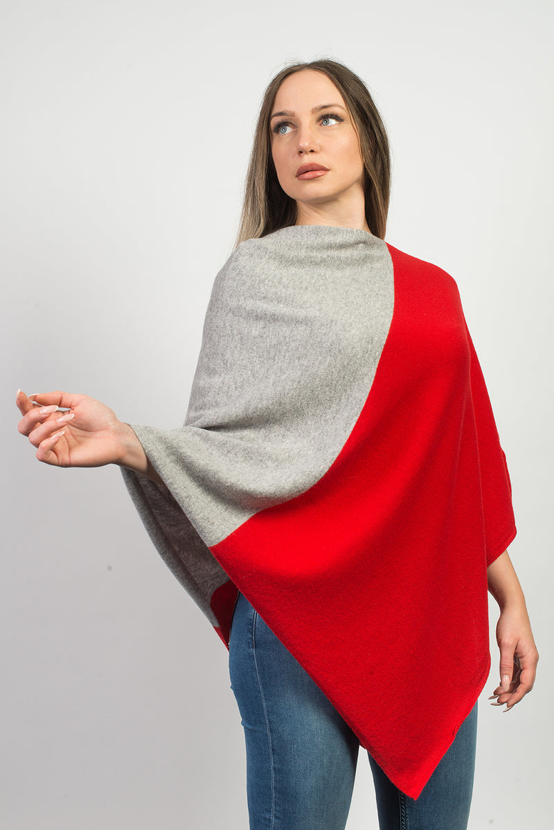 Poncho bicolore 100% Cashmere