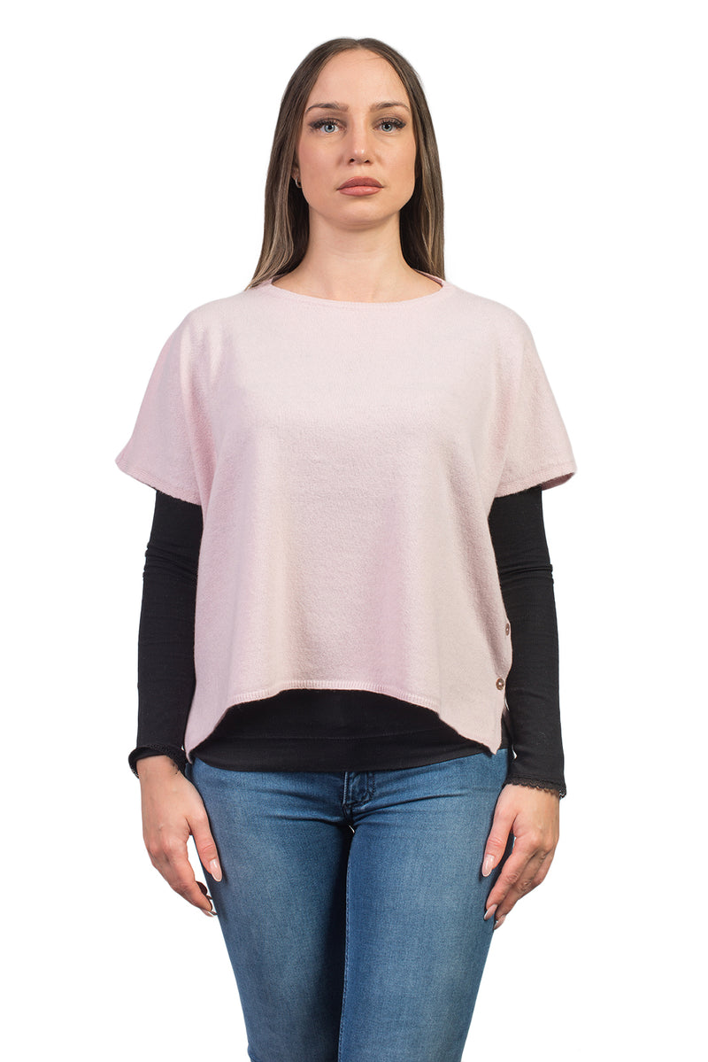Girocollo con bottoni misto cashmere
