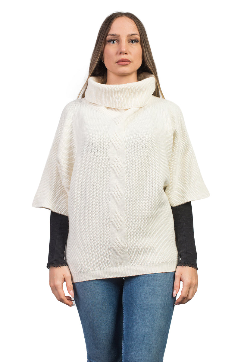 Maglia con treccia in misto cashmere