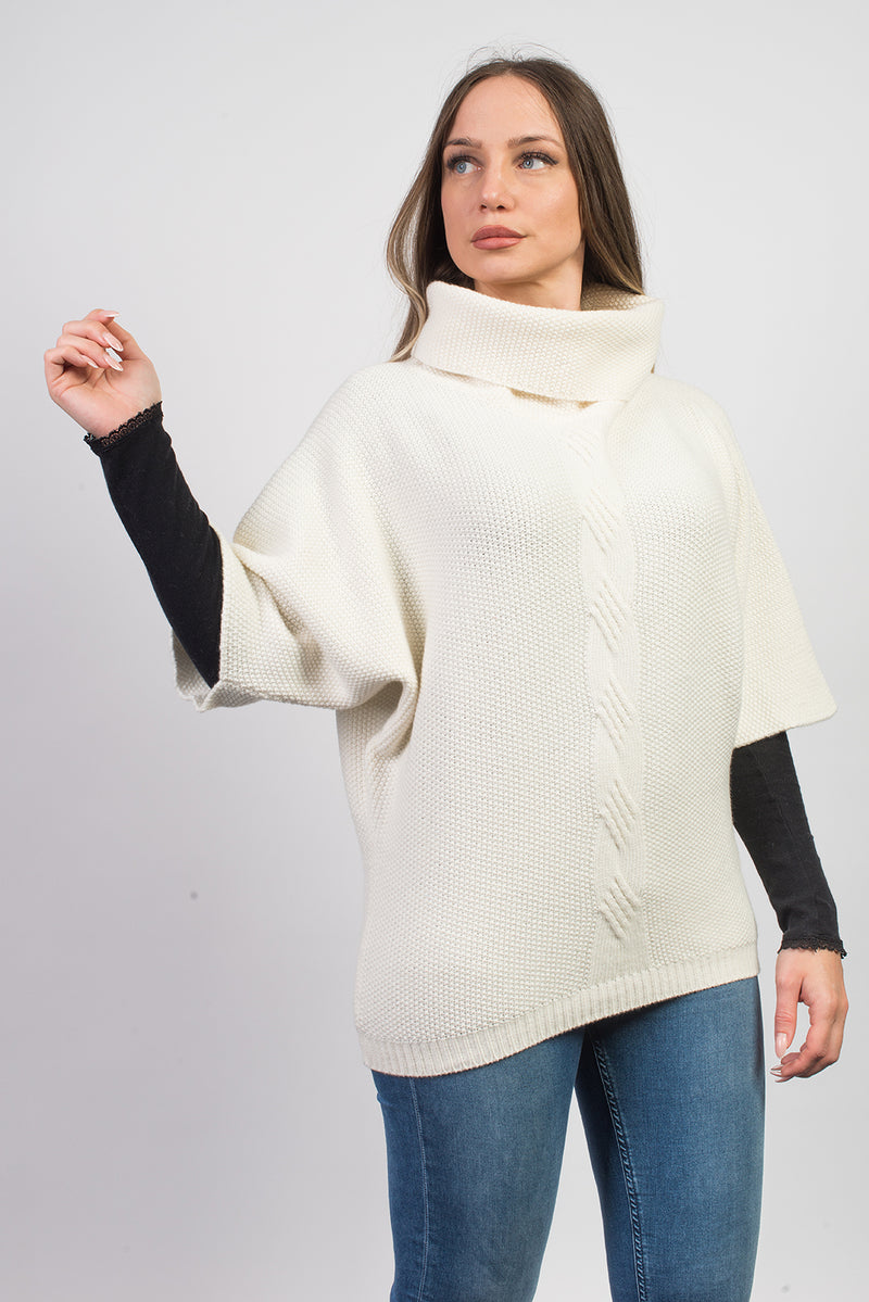 Maglia con treccia in misto cashmere