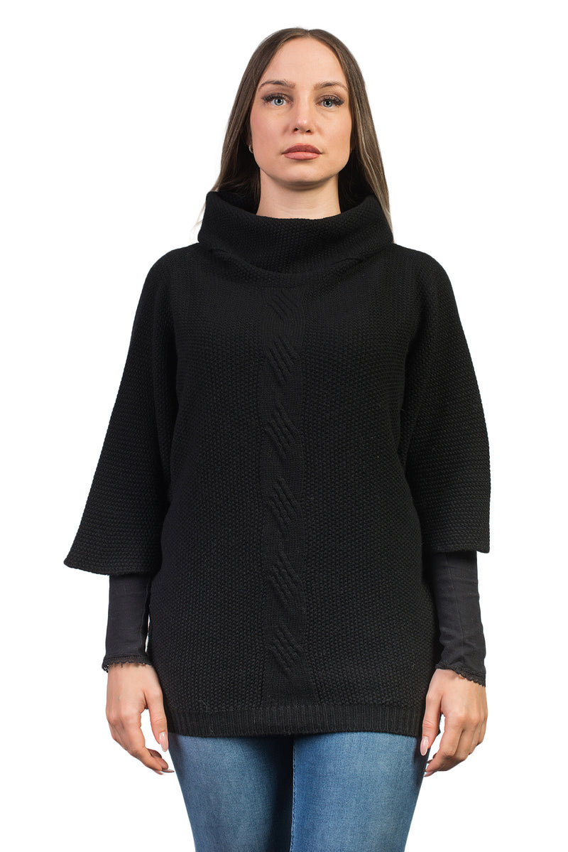 Maglia con treccia in misto cashmere