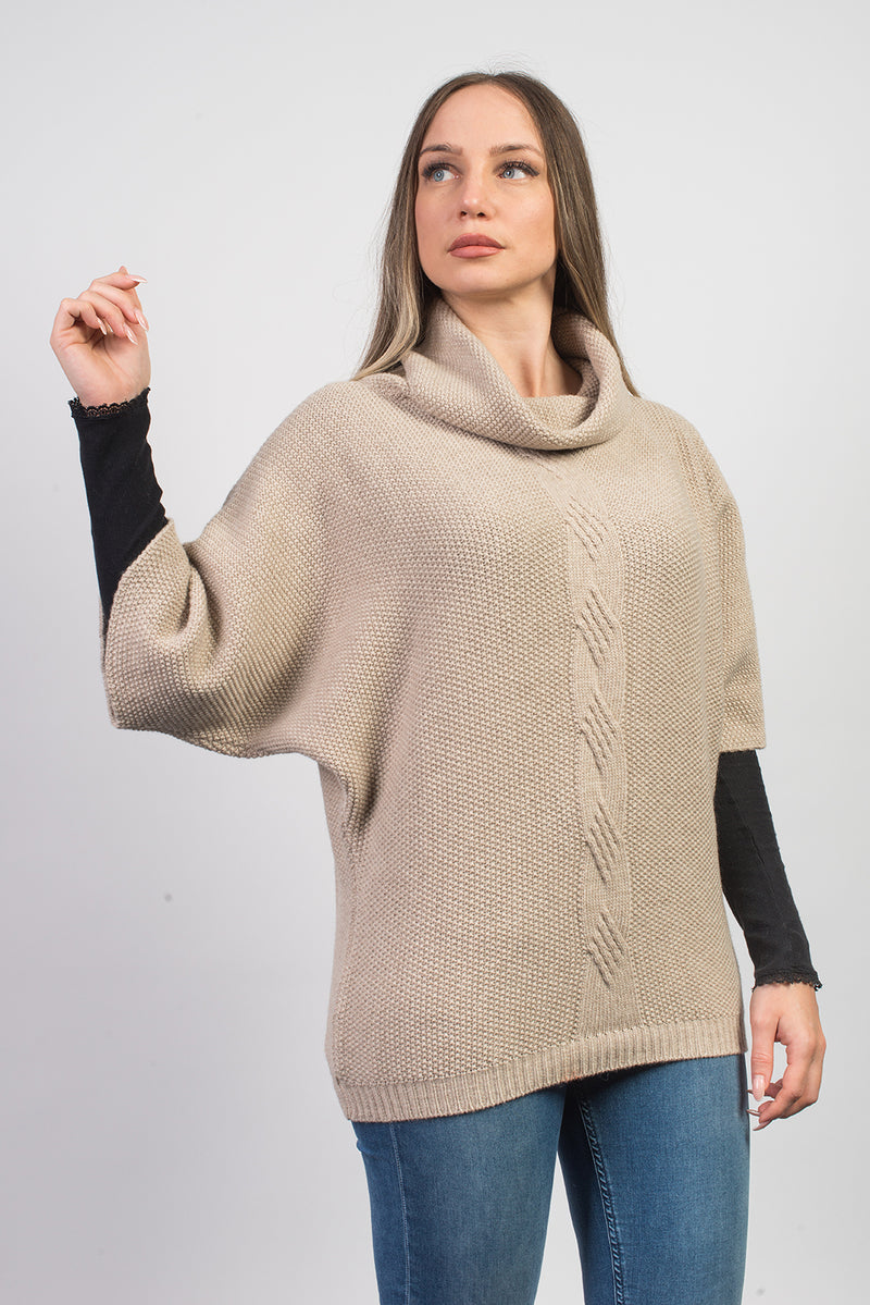 Maglia con treccia in misto cashmere