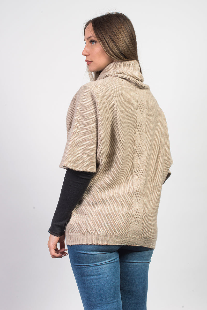 Maglia con treccia in misto cashmere