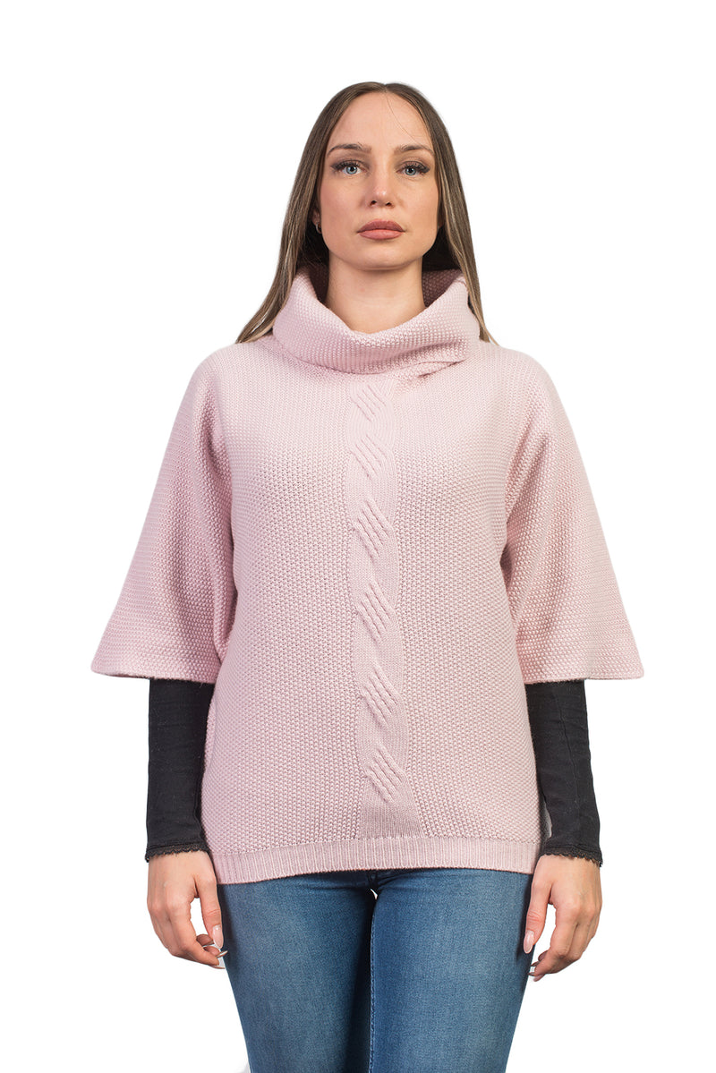 Maglia con treccia in misto cashmere