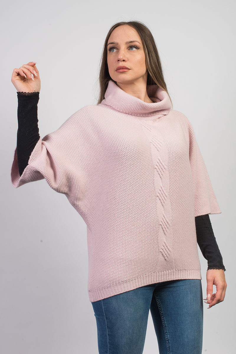 Maglia con treccia in misto cashmere