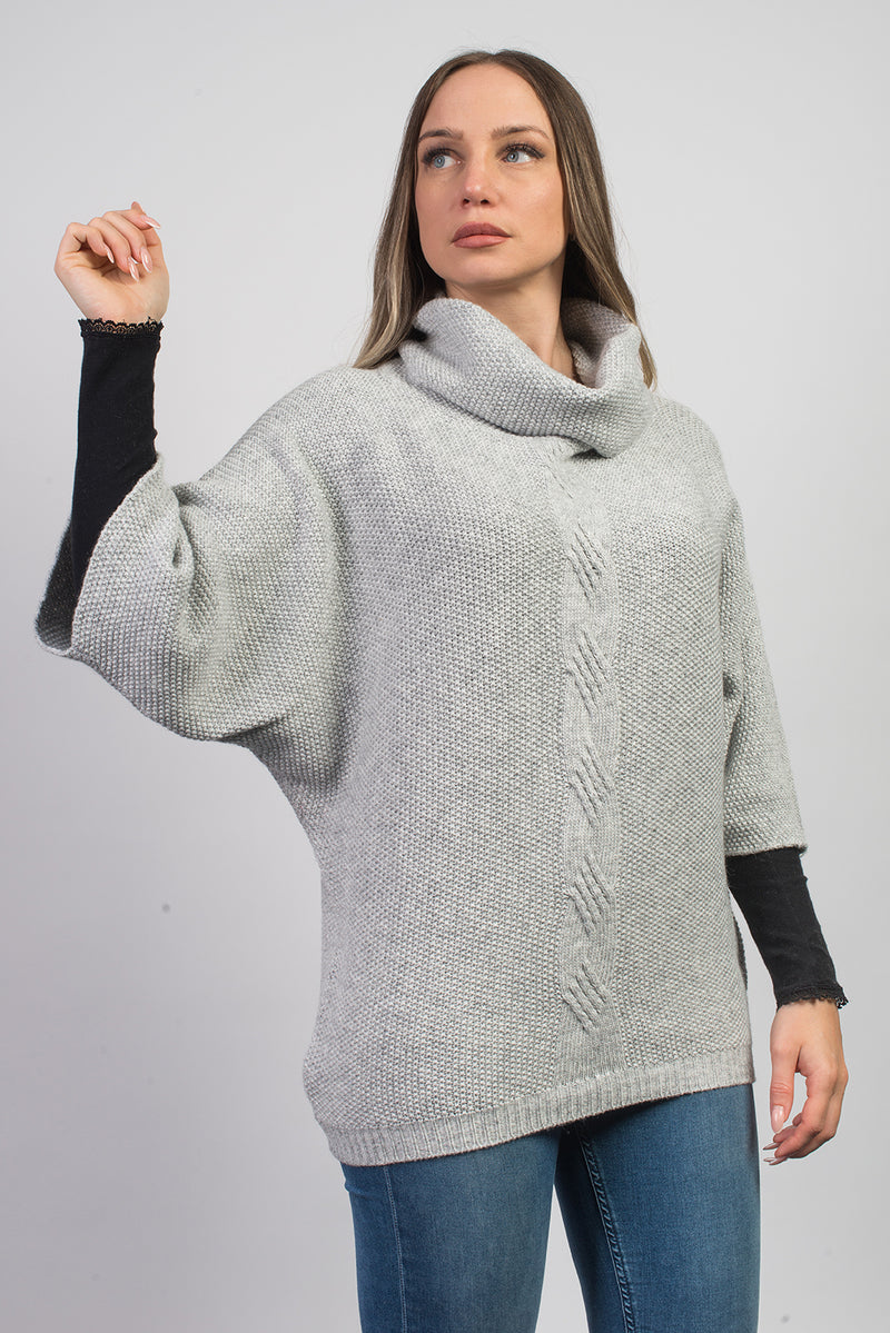 Maglia con treccia in misto cashmere